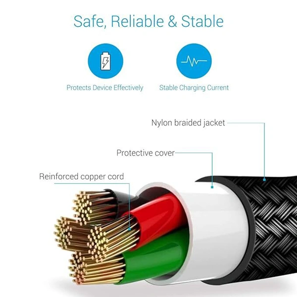 Portronics Konnect L 1.2M 3A 8 Pin USB Cable - White - White