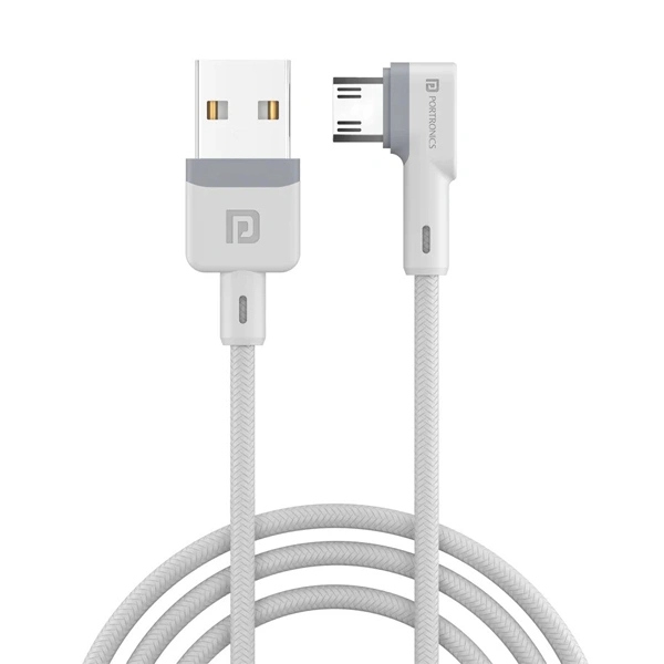 Portronics Konnect L 1.2M 3A 8 Pin USB Cable - White - White