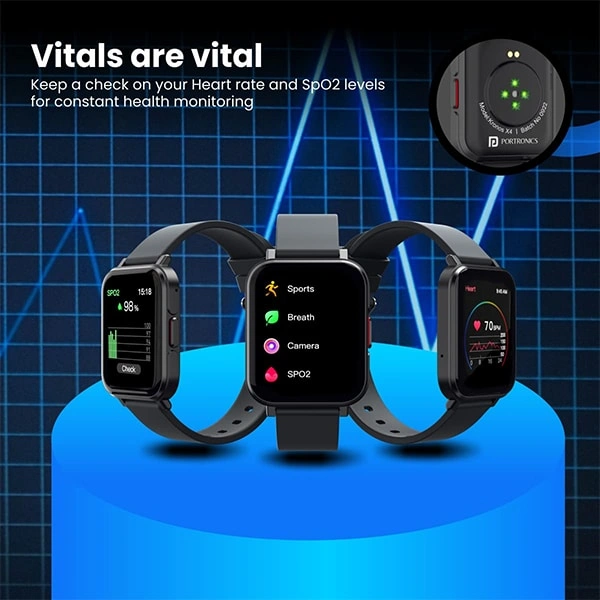 Portronics Kronos X4 Smart Calling Watch - Black - Black