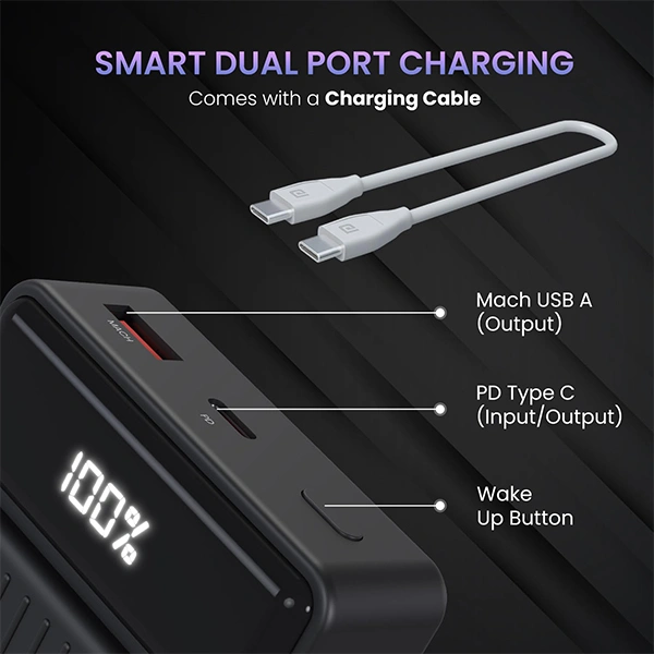 Portronics Luxcell B 20K 20000 mAh Power Bank with 22.5W Max Output