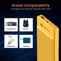 Portronics Luxcell B12 10000mAh Ultra Slim Power Bank - Yellow - Yellow