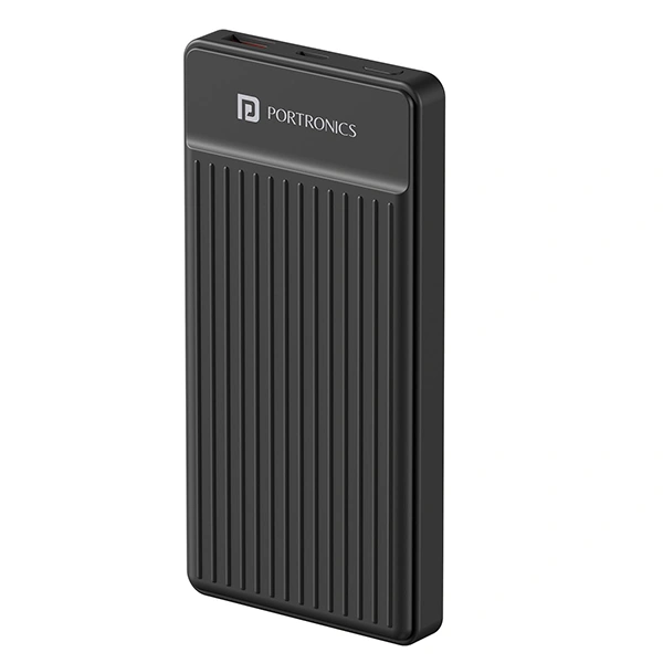 Portronics Luxcell B12 10000mAh Ultra Slim Power Bank - Black - Black