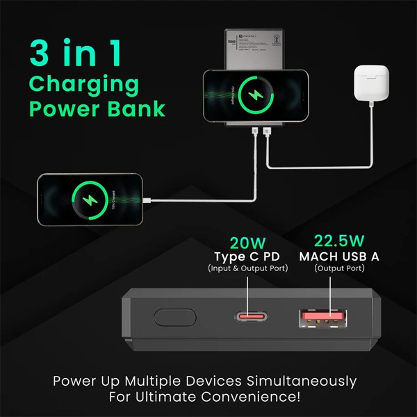 Portronics Luxcell MagClick 10K 10000mAh 15W Magnetic Power Bank