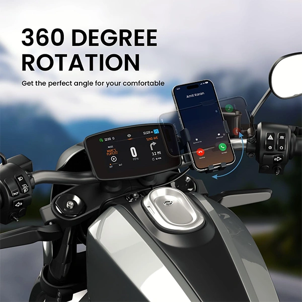 Portronics Mobile 4 Bike Phone Mount with 360° Rotational - Grey