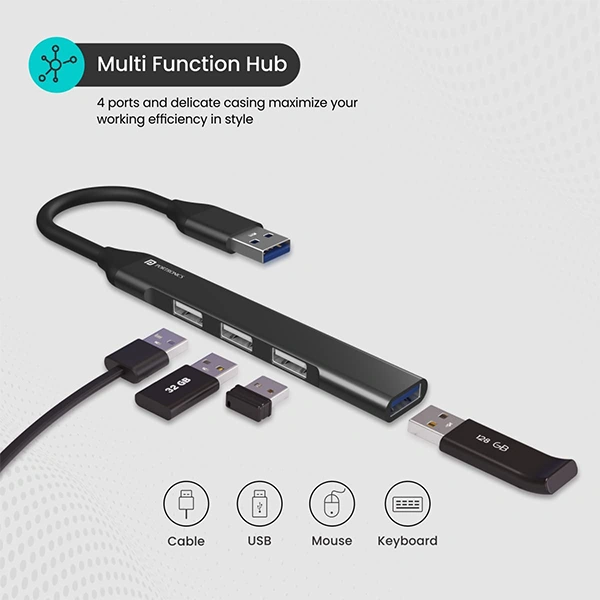 Portronics Mport 31 USB Hub (4-in-1) Multiport Adapter - White