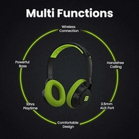 Portronics Muffs M1 Wireless Bluetooth Over Ear Headphone - Red - Red