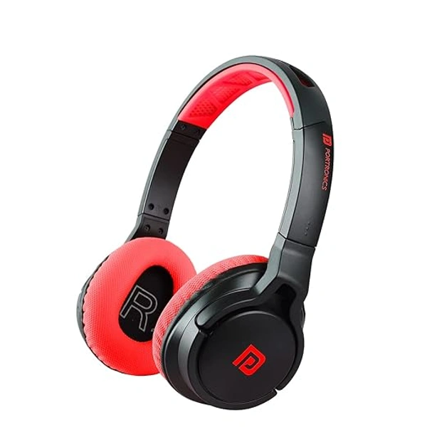 Portronics Muffs M1 Wireless Bluetooth Over Ear Headphone - Red - Red