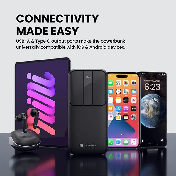 Portronics Power D 20k mAh Power Bank with 22.5W - Grey