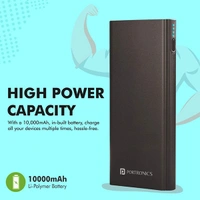 Portronics Power M 10K 10000 mAh Metal Housing Power Bank with Dual Input (Type C + Micro USB) & Triple Output (Fast Charging, 18 W with QC 3.0 & Type-C PD) Type C Cable Included