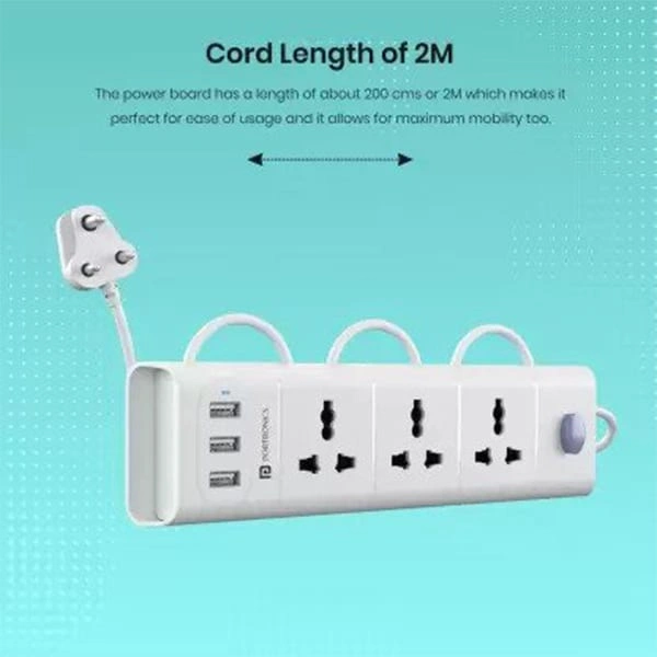 Portronics Power Plate 8 1500W with 3 USB + 3 Socket Extension Boards