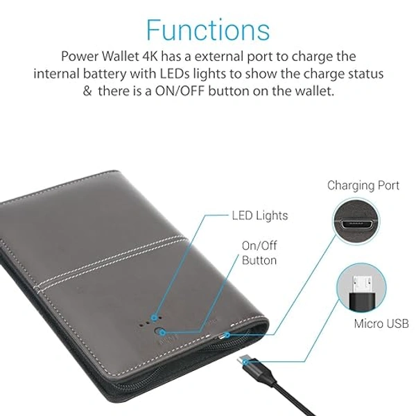 Portronics Power Wallet 4k Passport Holder 4000mAh Power Bank