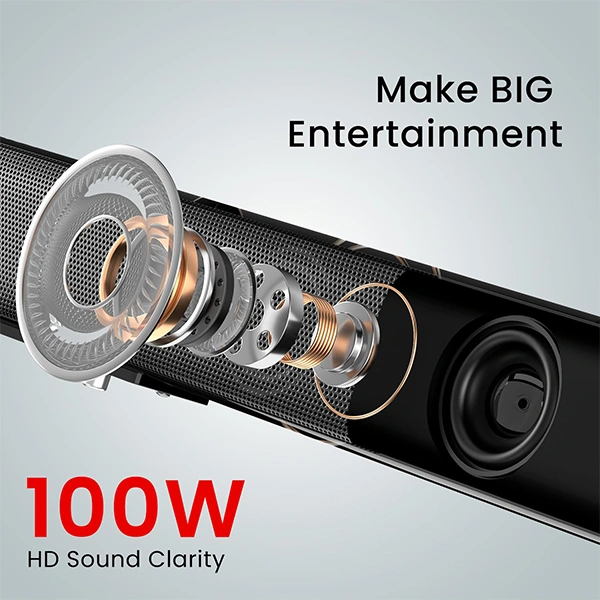 Portronics Pure Sound 104 100W Soundbar with Wired Subwoofer - Grey