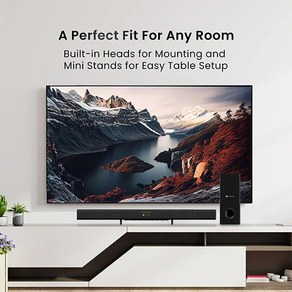 Portronics Pure Sound 104 100W Soundbar with Wired Subwoofer - Grey
