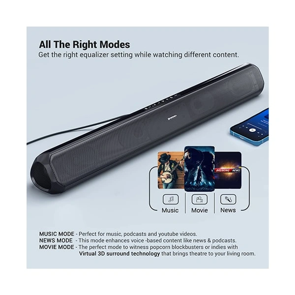 Portronics Sound Slick 7 50 W Wireless Soundbar with Aux in 3.5 mm