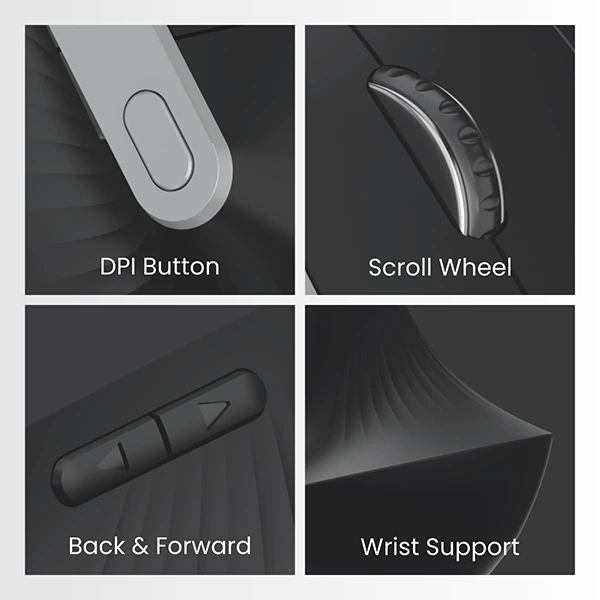 Portronics Toad Ergo Vertical Advanced Wireless Ergonomic Mouse - Grey