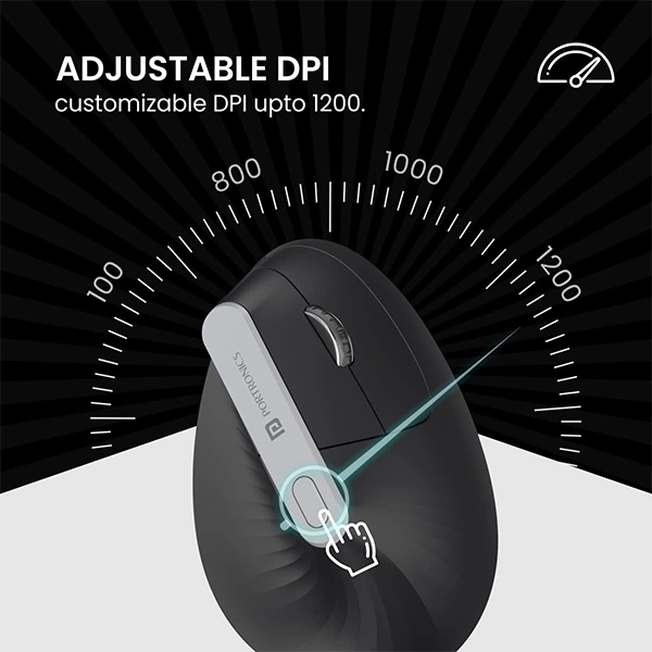 Portronics Toad Ergo Vertical Advanced Wireless Ergonomic Mouse - Grey