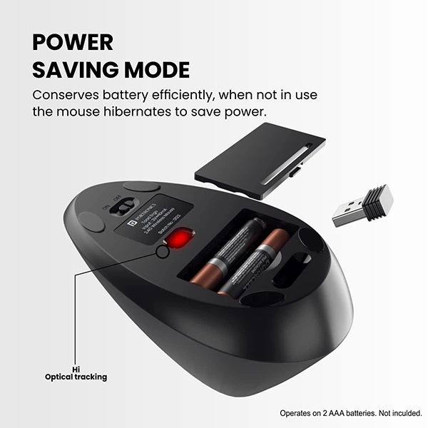 Portronics Toad Ergo Vertical Advanced Wireless Ergonomic Mouse - Grey