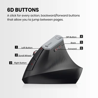 Portronics Toad Ergo Vertical Advanced Wireless Ergonomic Mouse - Grey