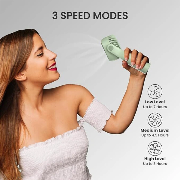 Portronics Toofan Mini Portable Rechargeable Fan with 3 Speed Modes - White - White