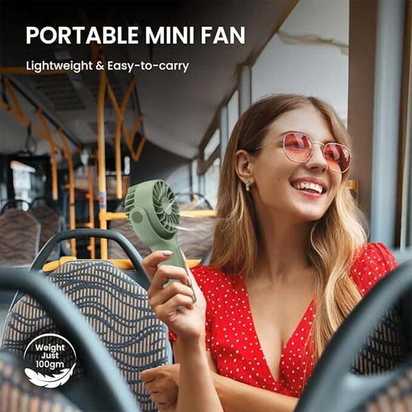 Portronics Toofan Mini Portable Rechargeable Fan with 3 Speed Modes - White - White