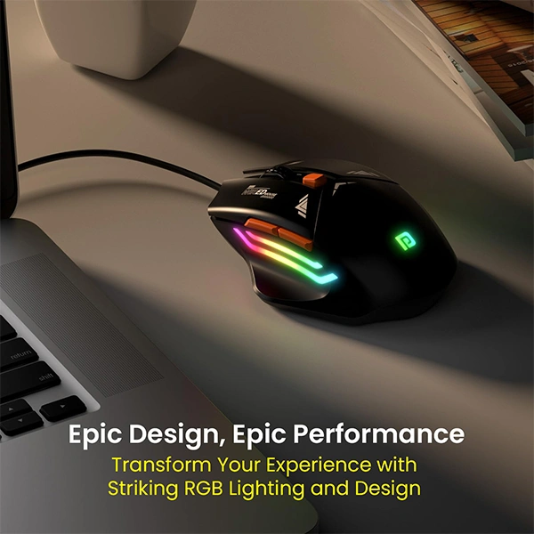 Portronics Vader Wired Gaming Mouse with 6 Buttons - Grey