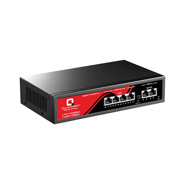 Quantron QUANTRON POE Switch QPOE-04 6 Port Fast Ethernet 10/100Mbps Desktop