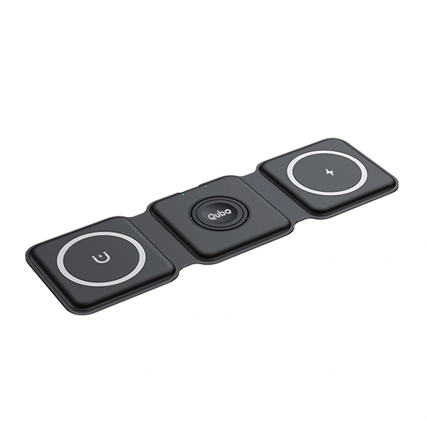 Qubo MagZap Z3 3-in-1 Magnetic Magsafe Portable Travel Wireless Charger - Black