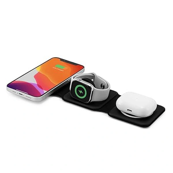 Qubo MagZap Z3 3-in-1 Magnetic Magsafe Portable Travel Wireless Charger - Black