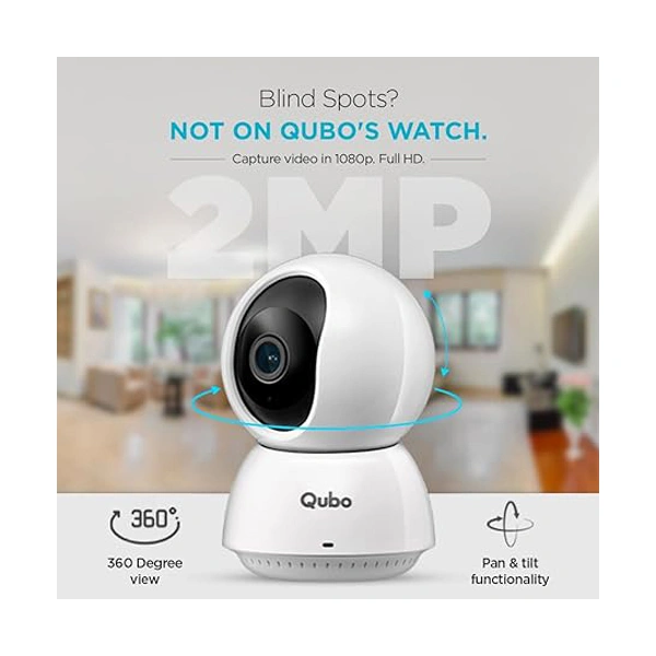 Qubo Smart Cam 360 Ultra WiFi CCTV Security Camera - White