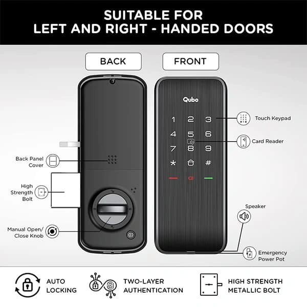 Qubo Smart Rim Lock - Black
