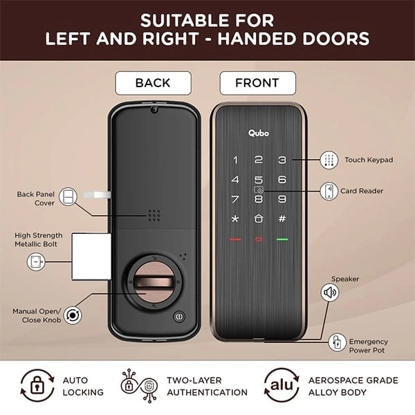 Qubo Smart Rim Lock Ultra - Black Copper
