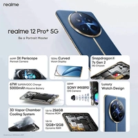Realme 12 Pro+ 5G Mobile Phone - Submarine Blue, 8GB RAM + 128GB Storage - Submarine Blue