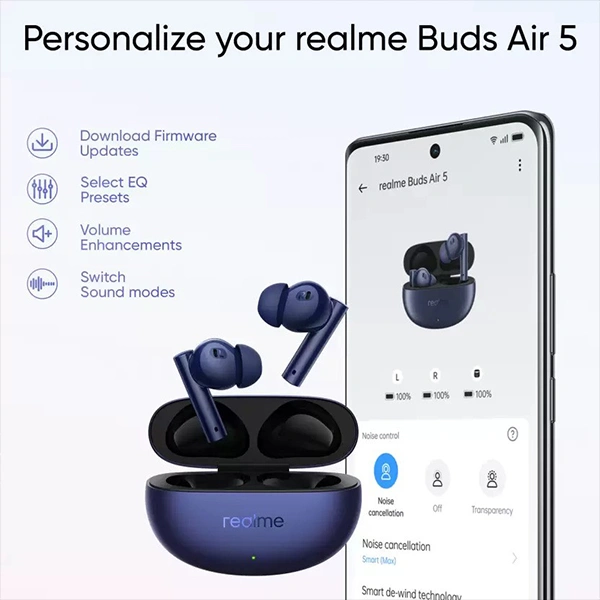 Realme Buds Air 5 with 50dB ANC Wireless Earbuds - Arctic white - Arctic white