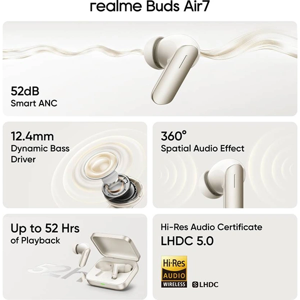 Realme Buds Air 7 TWS Earbuds - Lavender Purple - Lavender Purple