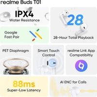 Realme Buds T01 Truly Wireless Earbuds - Black - Black
