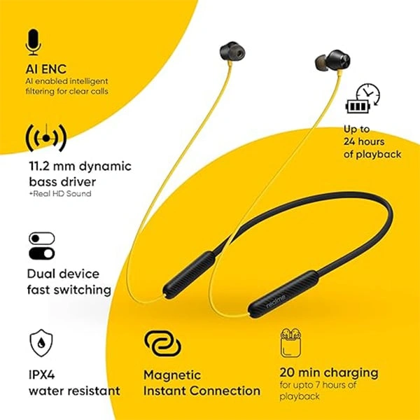 Realme Buds Wireless 2S In Ear Bluetooth Earphone with Mic - Blue - Blue