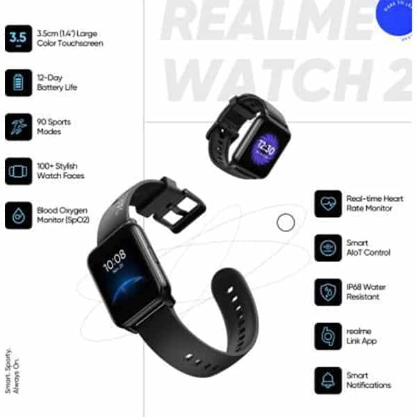 Realme Watch 2 Smart Watch - Black - Black