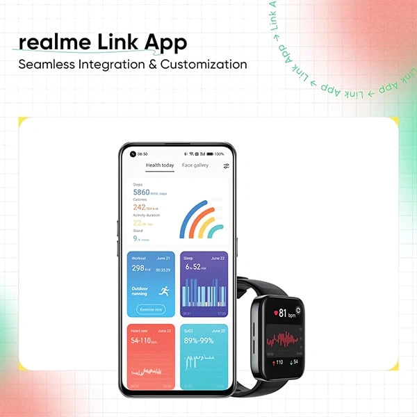 Realme Watch 3 1.8 Inch Horizon Curved Display with Bluetooth Calling Smartwatch - Gray - Gray