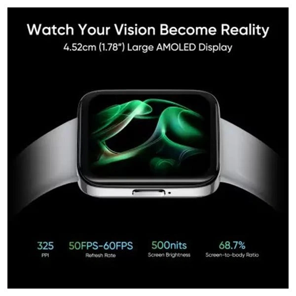 Realme Watch 3 Pro 1.78 AMOLED with BT Calling & GPS Smartwatch - Grey - Grey