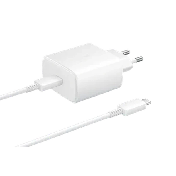 Samsung Cellular Phones Original 45W Travel Adapter + C to C Cable - White - White