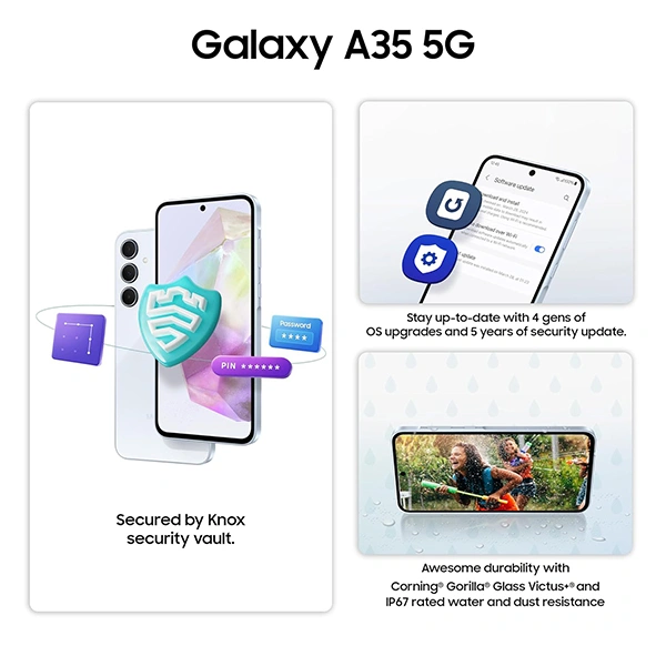 Samsung Galaxy A35 5G Mobile Phone - Awesome Iceblue, 8GB RAM + 128GB Storage - Awesome Iceblue