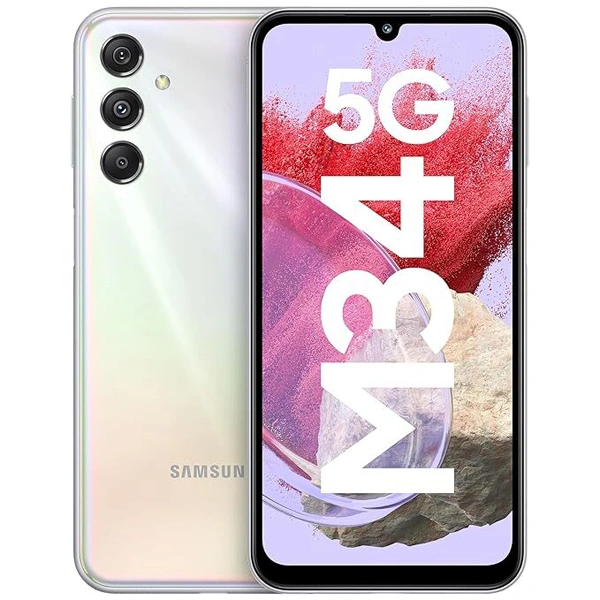 Samsung Galaxy M34 5G Mobile Phone - Prism Silver, 6GB RAM + 128GB Storage - Prism Silver