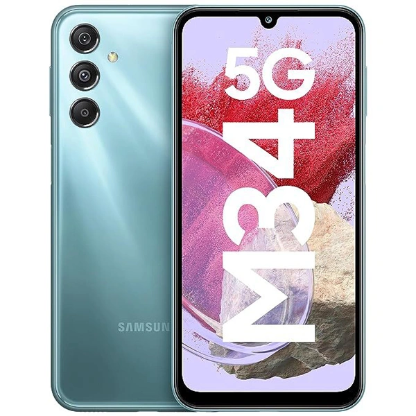Samsung Galaxy M34 5G Mobile Phone - Waterfall Blue, 8GB RAM + 128GB Storage - Waterfall Blue