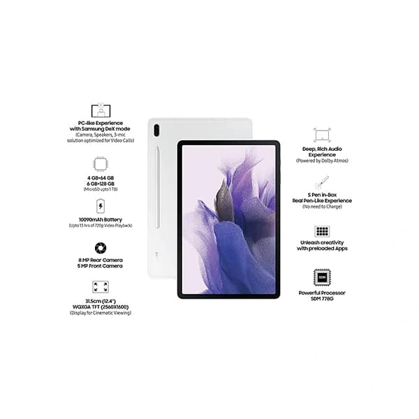 Samsung Galaxy Tab S7 FE 31.5 cm (12.4 inch) Large Display (Mystic Silver)