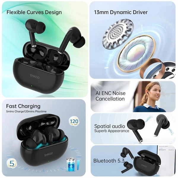 SHKOD AirLits1 Pro True Wireless Earbuds - White - White