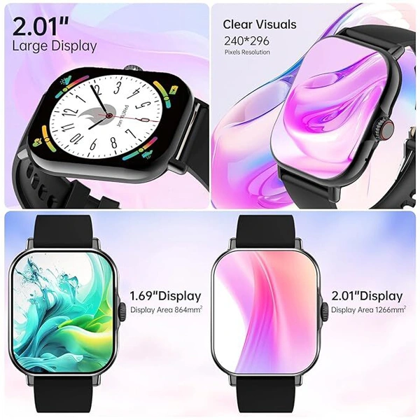 SHKOD Watch 3 Pro 2.01" HD Always on Display Smart Watch - Black - Black