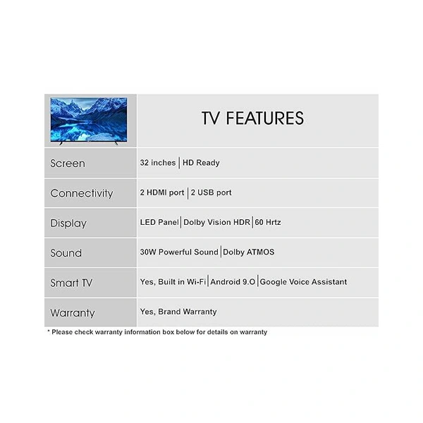 Skywall SkyWall 32SW-VS 80 cm (32 inches) HD Ready Smart LED TV