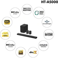 Sony HT-A5000 A Series Premium Soundbar 5.1.2 Channel 8k/4k 360 Spatial Sound Mapping Soundbar - Black
