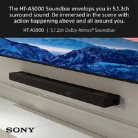 Sony HT-A5000 A Series Premium Soundbar 5.1.2 Channel 8k/4k 360 Spatial Sound Mapping Soundbar - Black