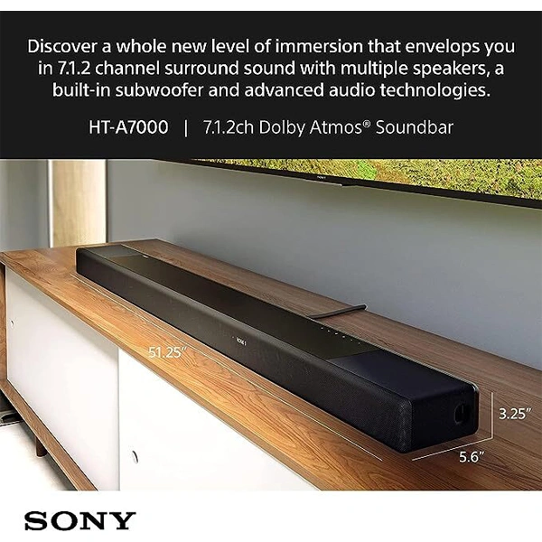 Sony HT-A7000 500 Watts 7.1.2 Channel Soundbar with Supreme Surround Sound and Dolby Atmos - Black